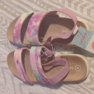 Girls Size 4 Cat & Jack Tye Dye Sandals, Brand New Pink/Purple Slides